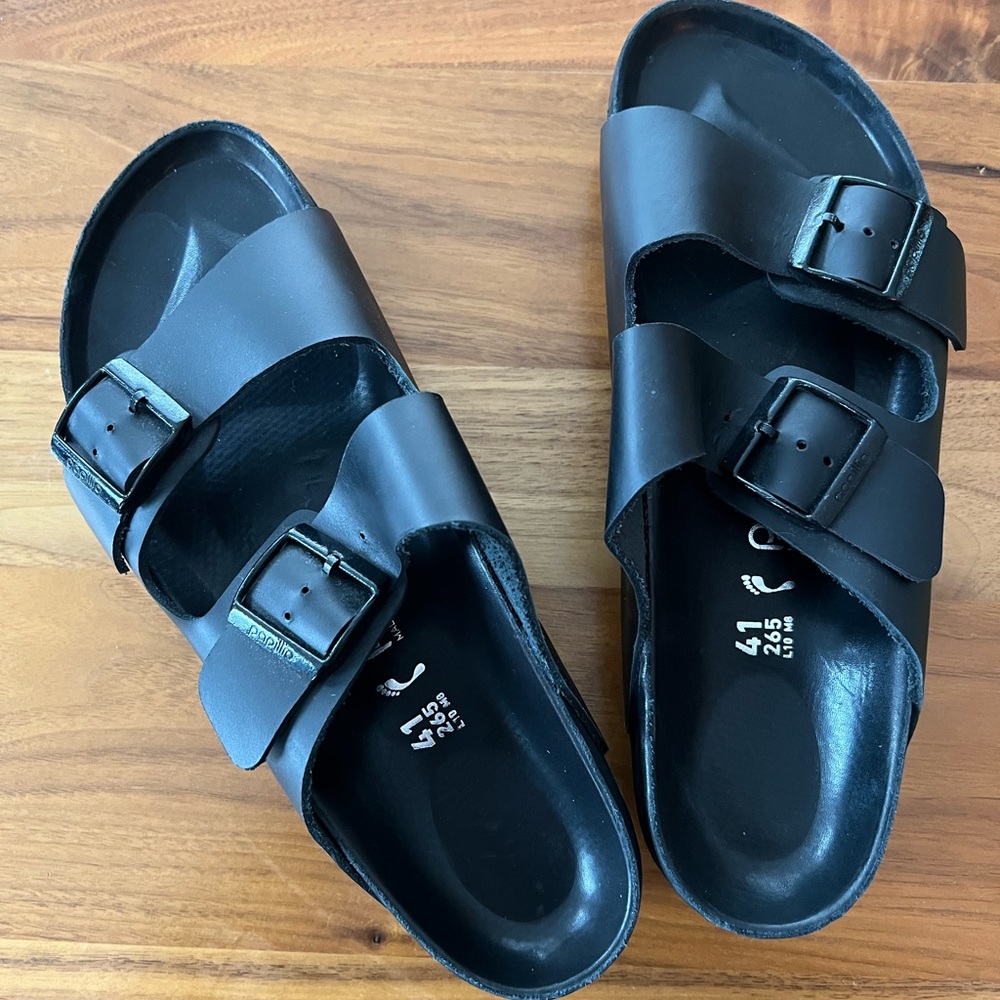 Papillio Black Double Strap Sandals by Birkenstock. Worn once. Size 10.